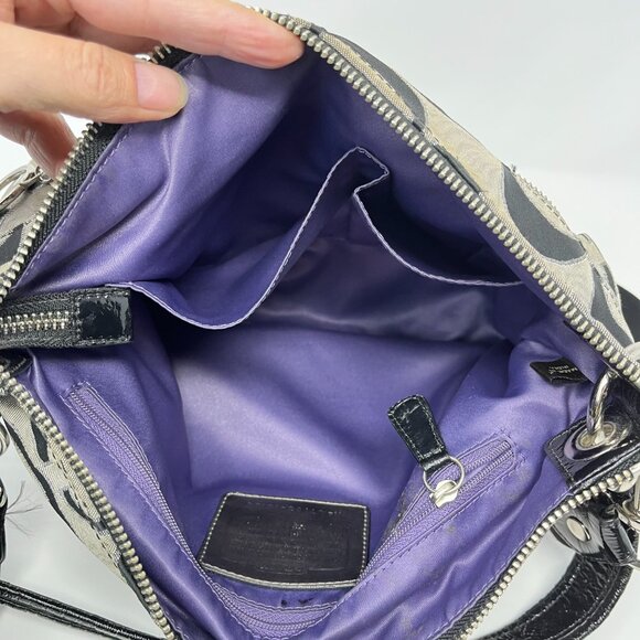 Coach Poppy Signature Crossbody / Shoulder Bag / Purse Black Silver J1163-18135 - Picture 11 of 11